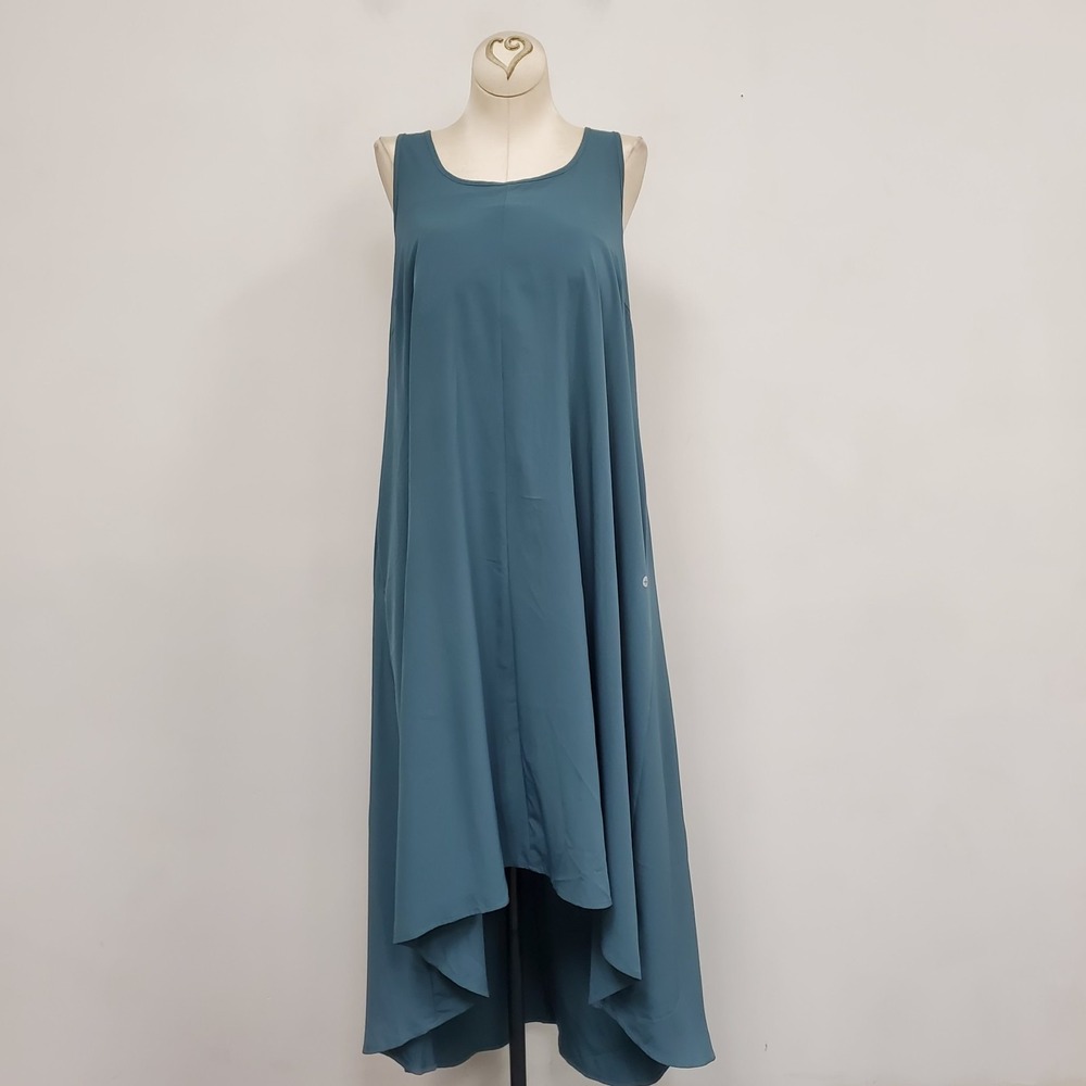 Halara Breezeful Racerback Dress Size L Blue High Low Midi Comfort Oversized